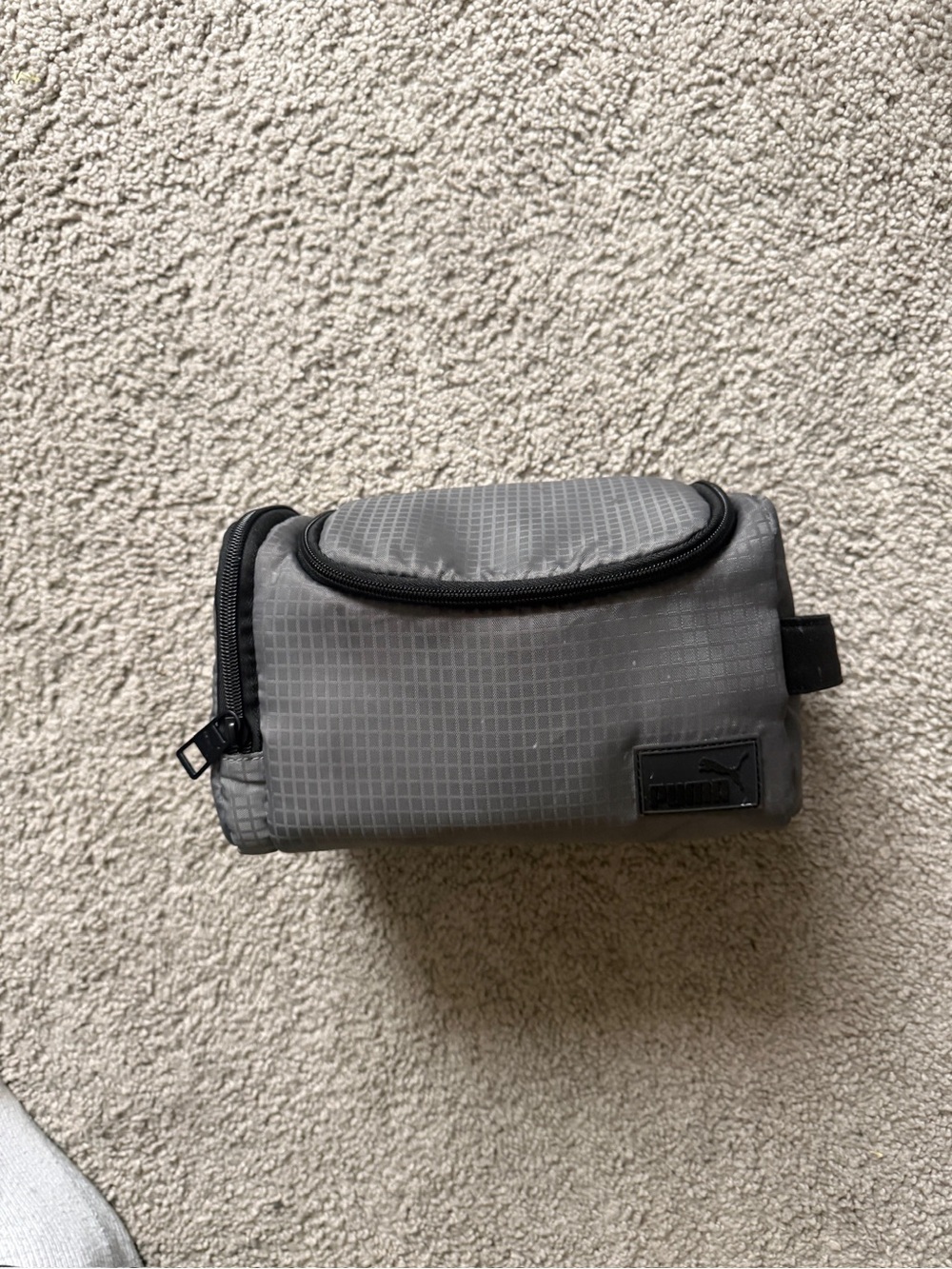 Puma Gray Grid-Pattern Toiletry Bag